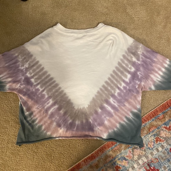 Daydreamer Dusty Rose Tie Dye Long Sleeve Crop Tee - Picture 2 of 3